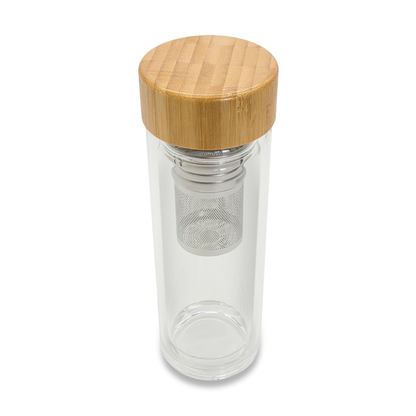 R08210.00 - Dwuścienna butelka z zaparzaczem 400 ml Helen, transparentny 