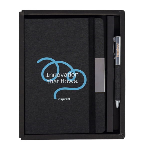 R17018.02 - Notes z długopisem w pudełku Plata, czarny 