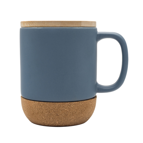 R85309.21 - Kubek ceramiczny z bambusową przykrywką Giulia, szary