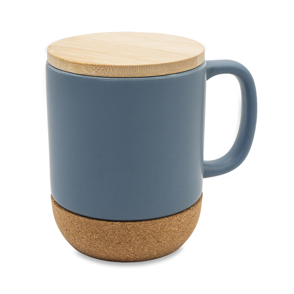 R85309.21 - Kubek ceramiczny z bambusową przykrywką Giulia, szary